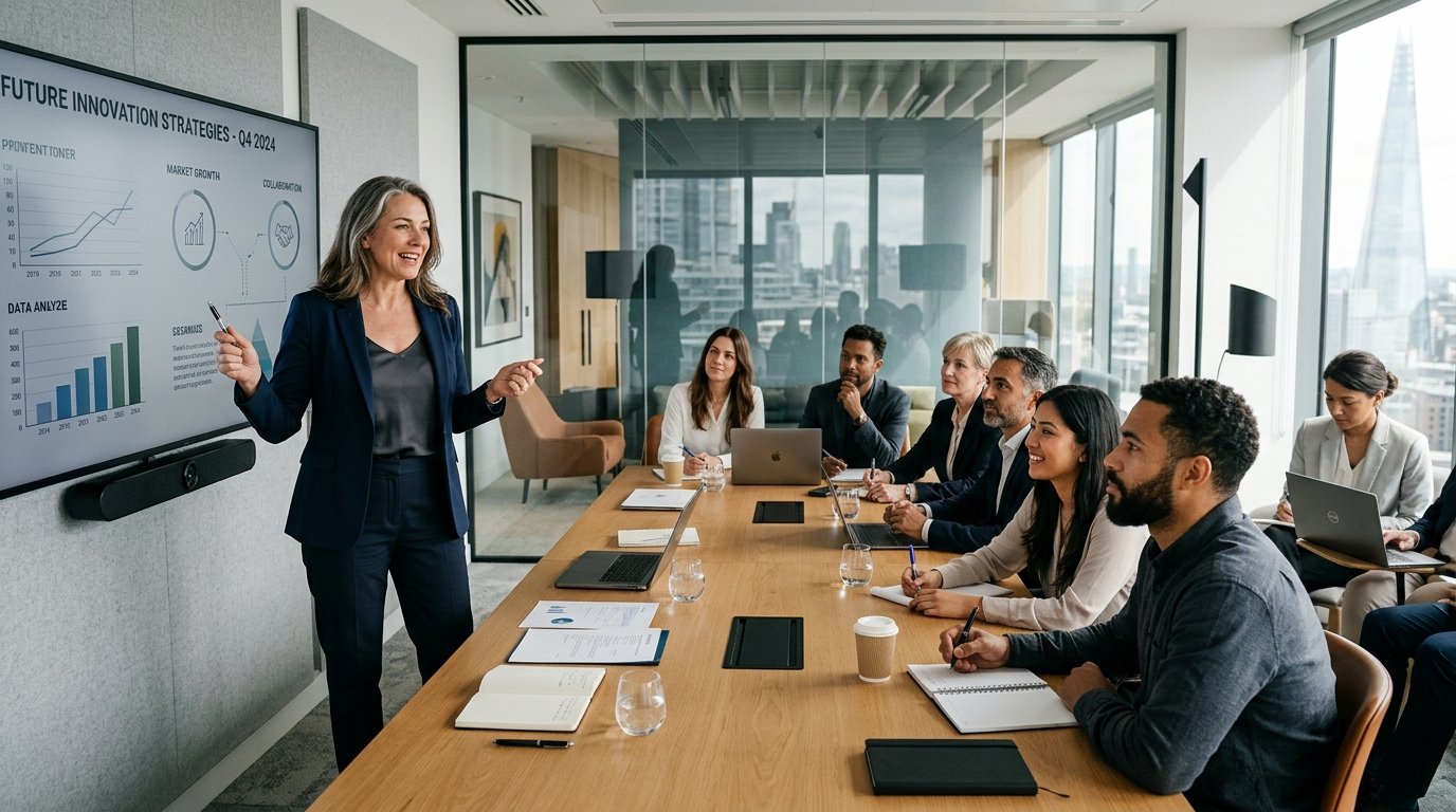 Business leader in team meeting